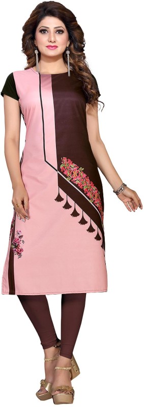 Women Printed Crepe Straight Kurta Price in India