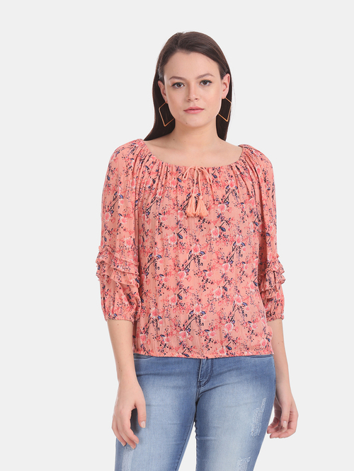 Cherokee by Unlimited Pink Printed Top Price in India