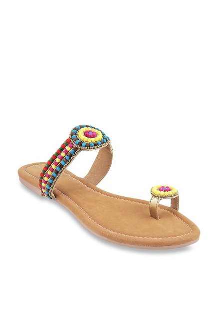 Mochi Antique Gold Toe Ring Sandals Price in India