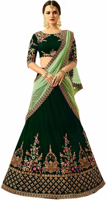 Embroidered Semi Stitched Lehenga Choli Price in India