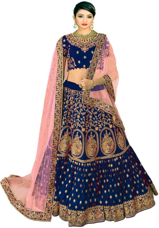 Embroidered Semi Stitched Lehenga Choli Price in India