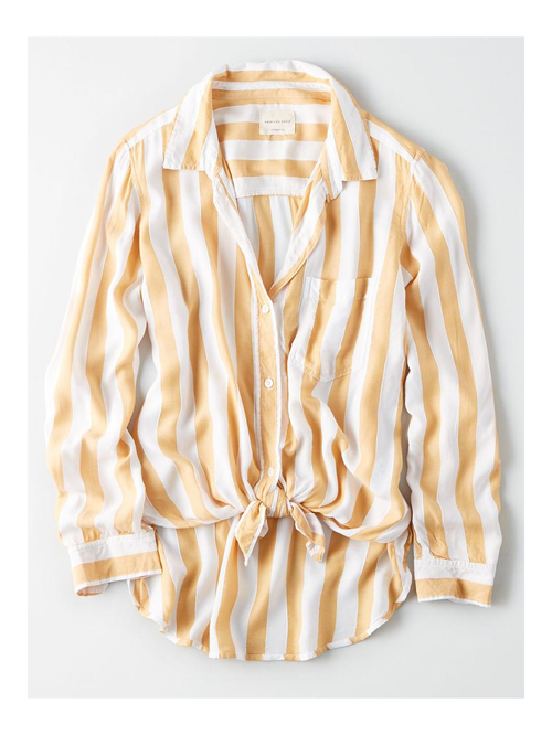 American Eagle Outfitters Yellow Striped Shirt Price in India