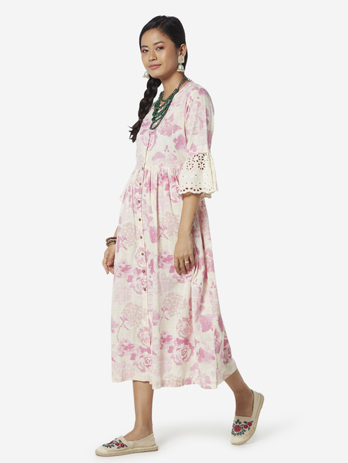 Bombay Paisley by Westside Light Pink Fit-And-Flare Dress Price in India