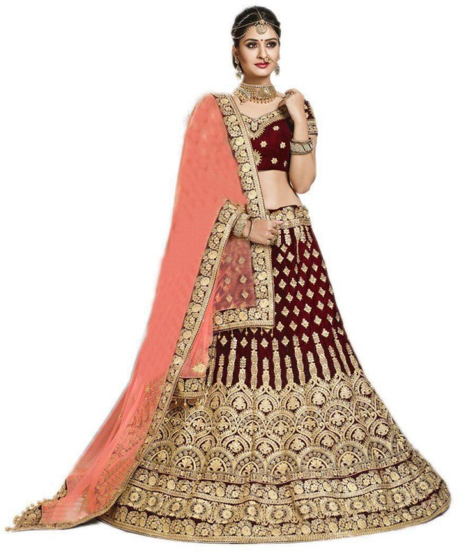 Embroidered Semi Stitched Lehenga Choli Price in India