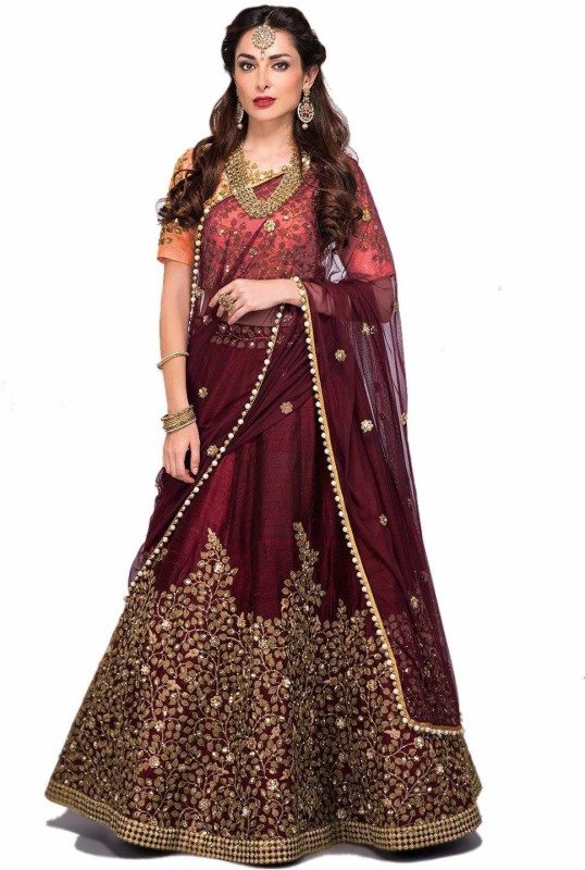 Embroidered Semi Stitched Lehenga Choli Price in India