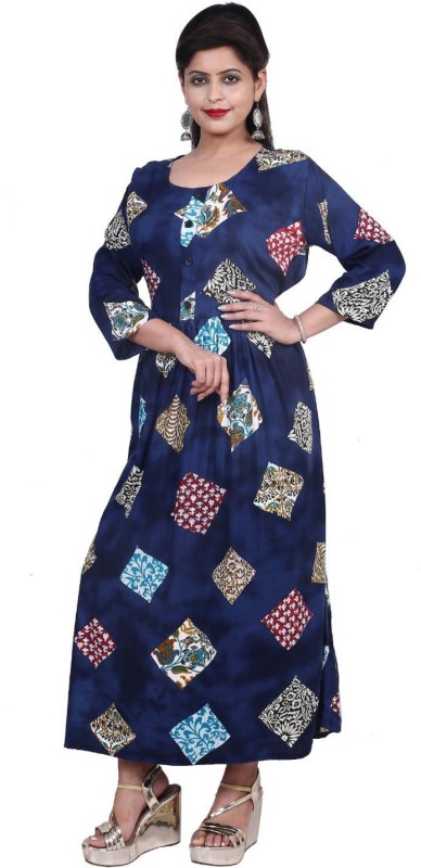 Women Maxi Blue Dress Price in India