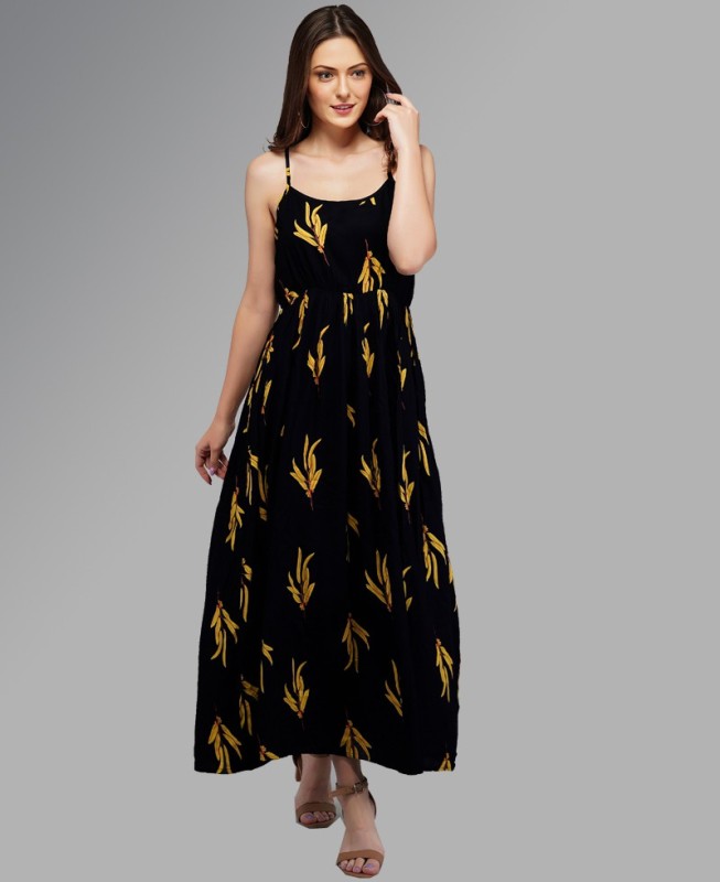 Women Gathered Black Dress Price in India