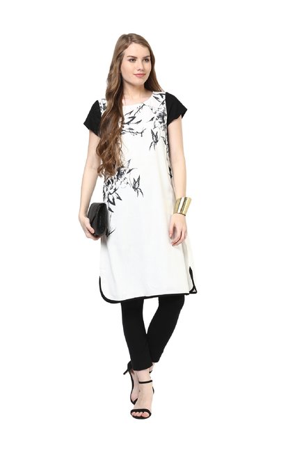 109 F Off White Floral Print Viscose Kurta Price in India