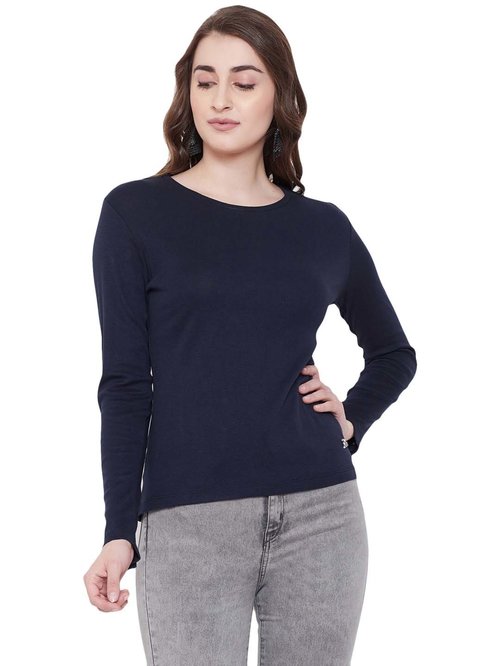 MADAME Navy Regular Fit Top Price in India