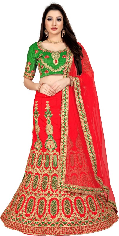 Embroidered Semi Stitched Lehenga Choli Price in India