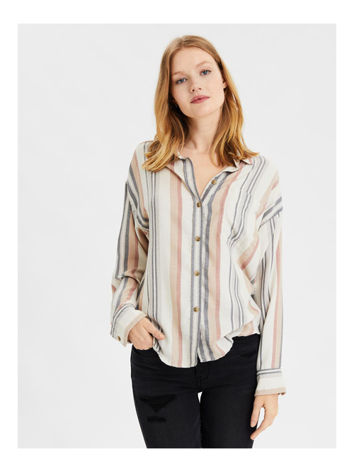 American Eagle Outfitters Cream Striped Shirt Price in India