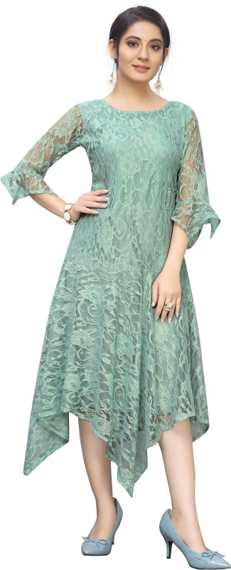 Women High Low Light Blue Dress Price in India