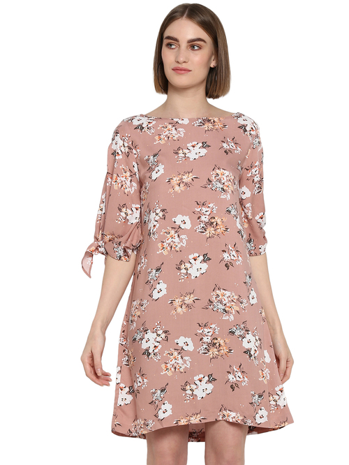 Mode By Red Tape Peach Floral Print Tunic Price in India