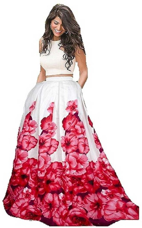 Printed Semi Stitched Lehenga & Crop Top Price in India