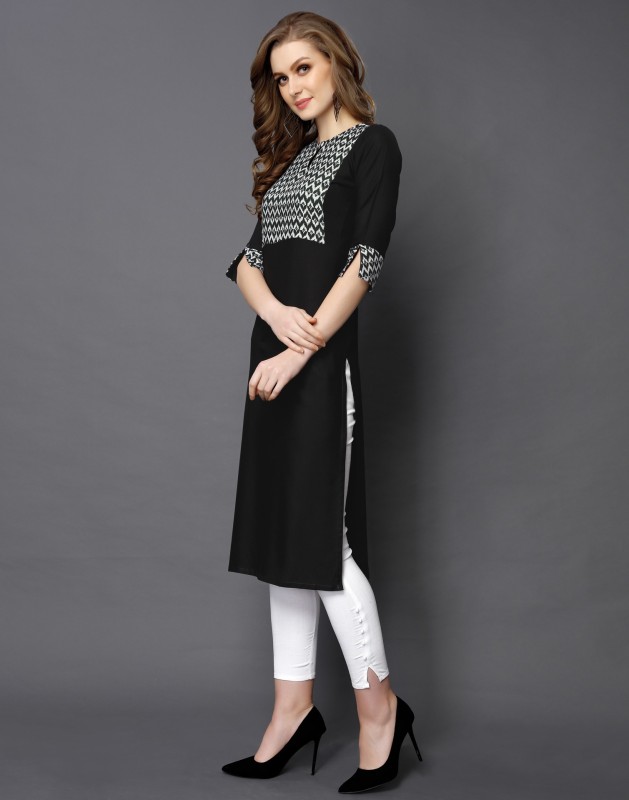 Women Printed Rayon Straight Kurta Price in India