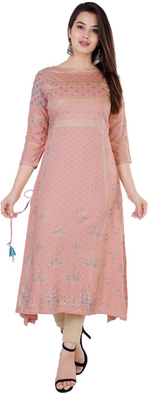 Women Printed Rayon A-line Kurta Price in India