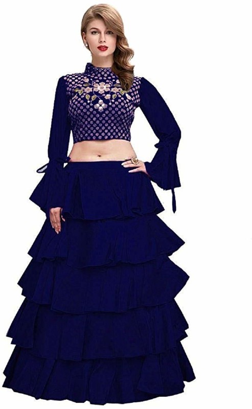 Embroidered, Embellished, Solid Semi Stitched Lehenga Choli Price in India