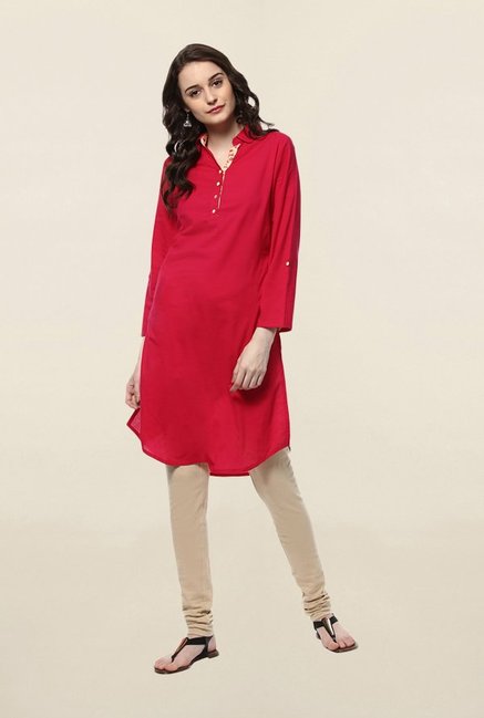 Jaipur Kurti Pink Solid Kurta Price in India