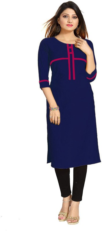 Women Solid Crepe Straight Kurta Price in India