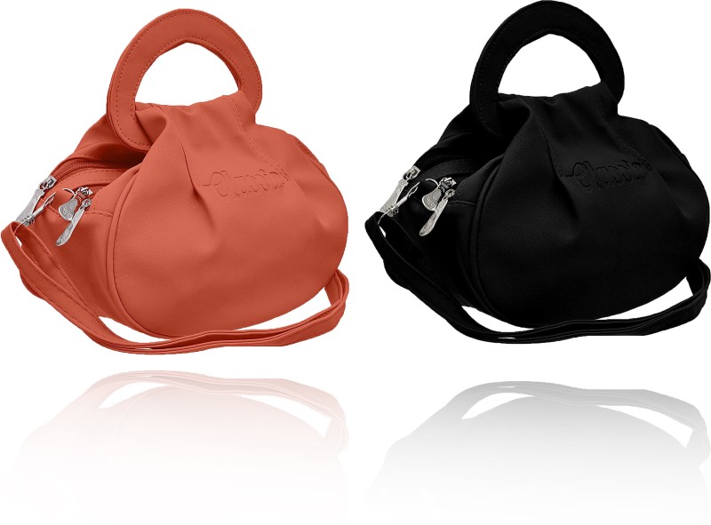 Black, Orange Women Sling Bag Price in India