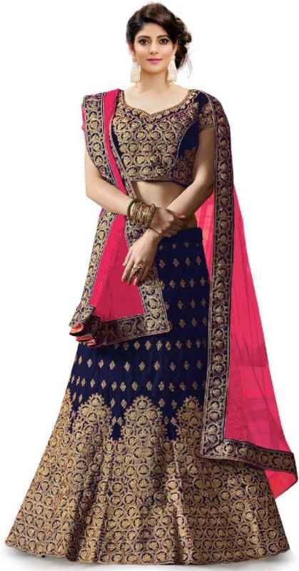 Embroidered Semi Stitched Lehenga Choli Price in India