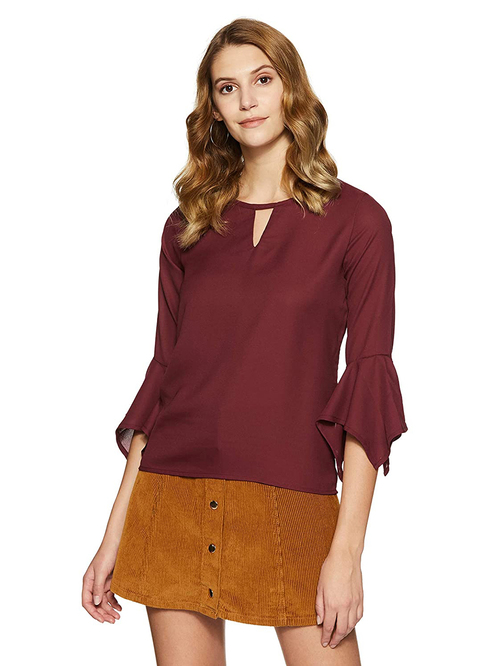 Style Quotient Burgundy Regular Fit Top Price in India