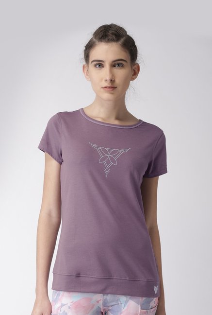 2GO Purple Printed Sports T-Shirt Price in India