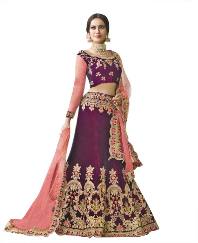 Embroidered Semi Stitched Lehenga Choli Price in India