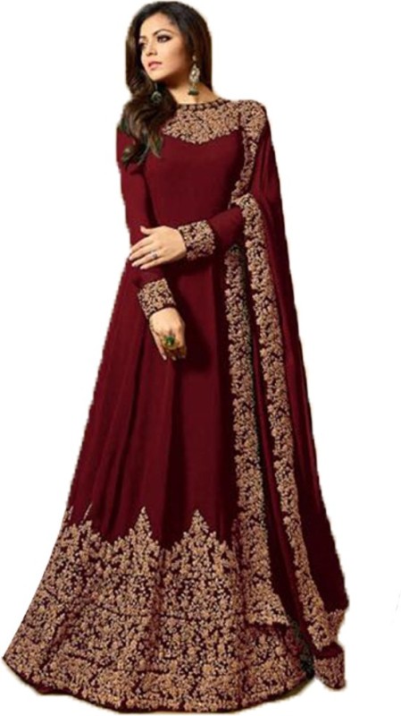 ETHNIC DESIRE Georgette Embroidered Gown/Anarkali Kurta & Bottom Material Price in India