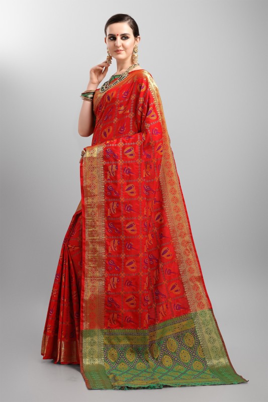 Woven Patola Silk Blend Saree Price in India