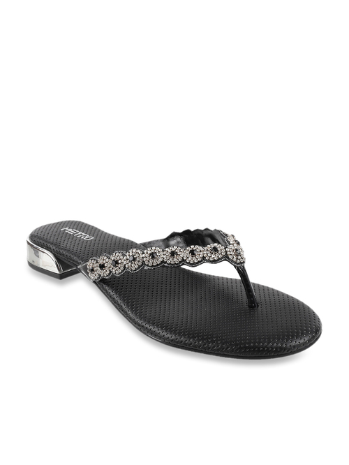 Metro Black Thong Sandals Price in India