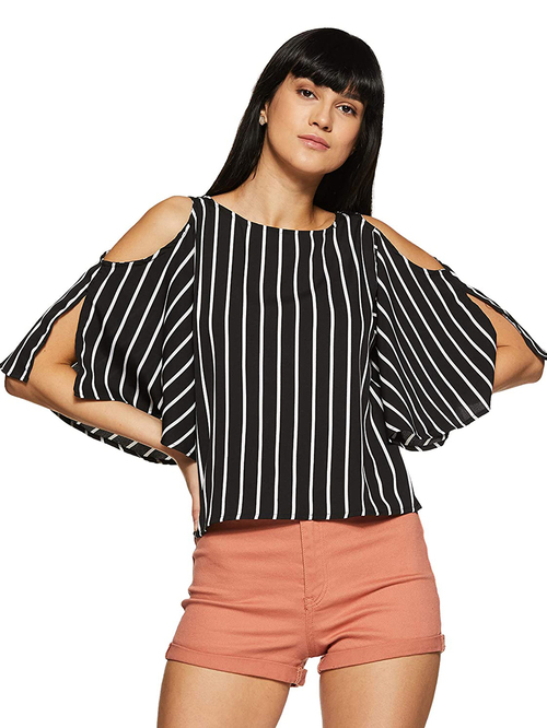 Style Quotient Black Striped Top Price in India