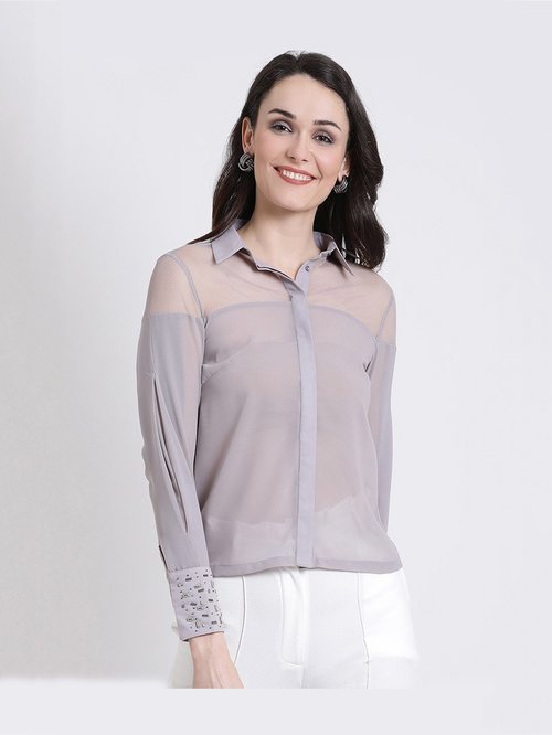 Kazo Purple Embellished Shirt Price in India