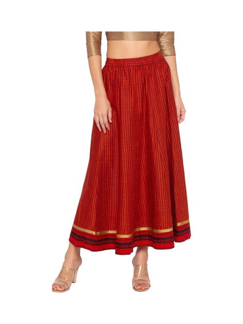 Globus Red Checks Skirt Price in India