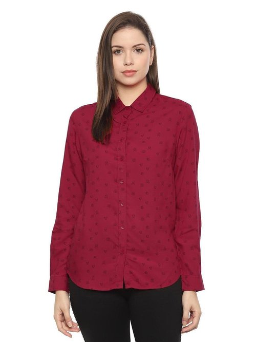 Solly by Allen Solly Maroon Printed Shirt Price in India
