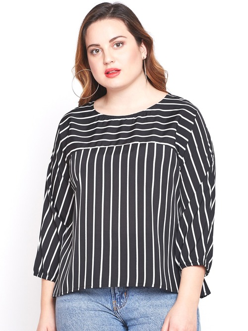 Style Quotient Black Striped Top Price in India