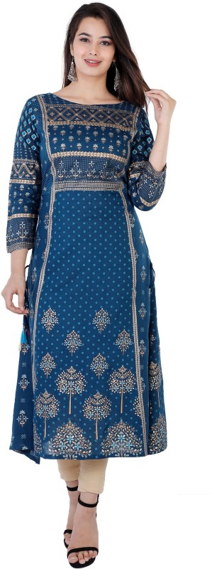 Women Floral Print Rayon A-line Kurta Price in India