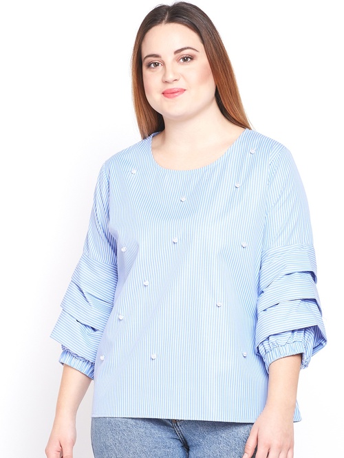 Style Quotient Blue Striped Top Price in India