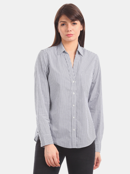 GAP Blue Striped Poplin Shirt Price in India