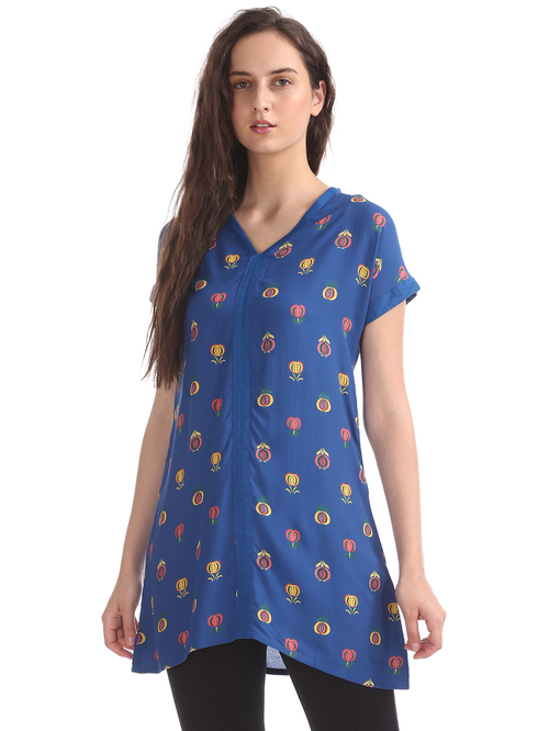 Bronz Royal Blue Printed Tunic Price in India