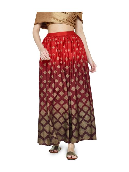Global Desi Maroon Printed Skirt Price in India