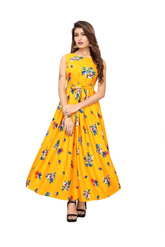 Women Maxi Yellow Dress Price in India