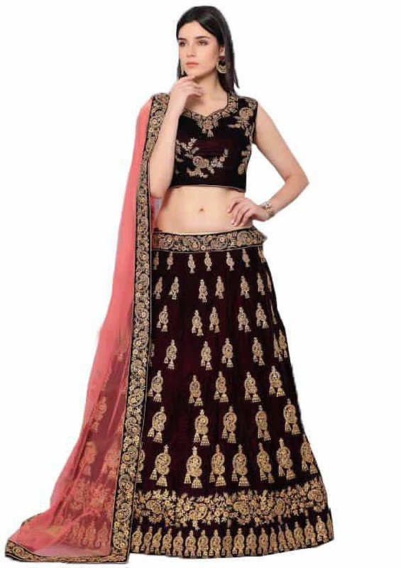 Embroidered Semi Stitched Lehenga Choli Price in India