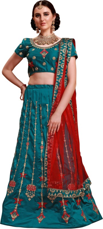 Embroidered Semi Stitched Lehenga Choli Price in India