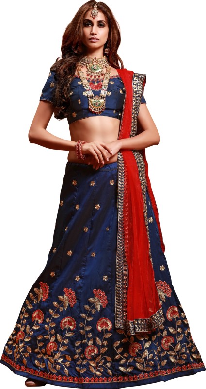 Embroidered Semi Stitched Lehenga Choli Price in India