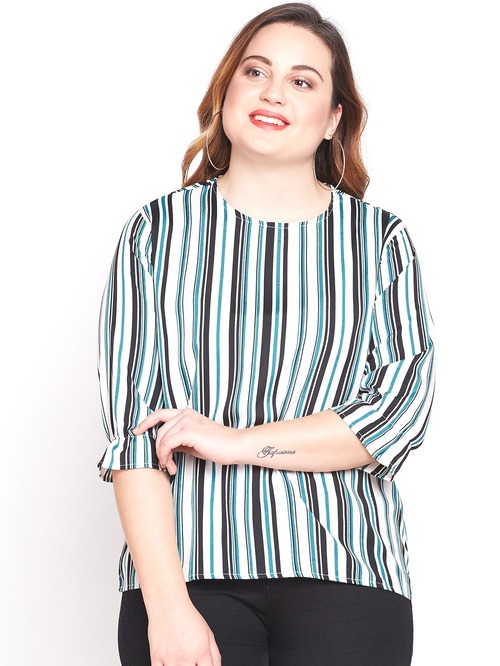 Style Quotient White Striped Top Price in India