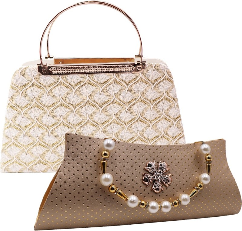 Party, Casual Gold, White  Clutch Price in India