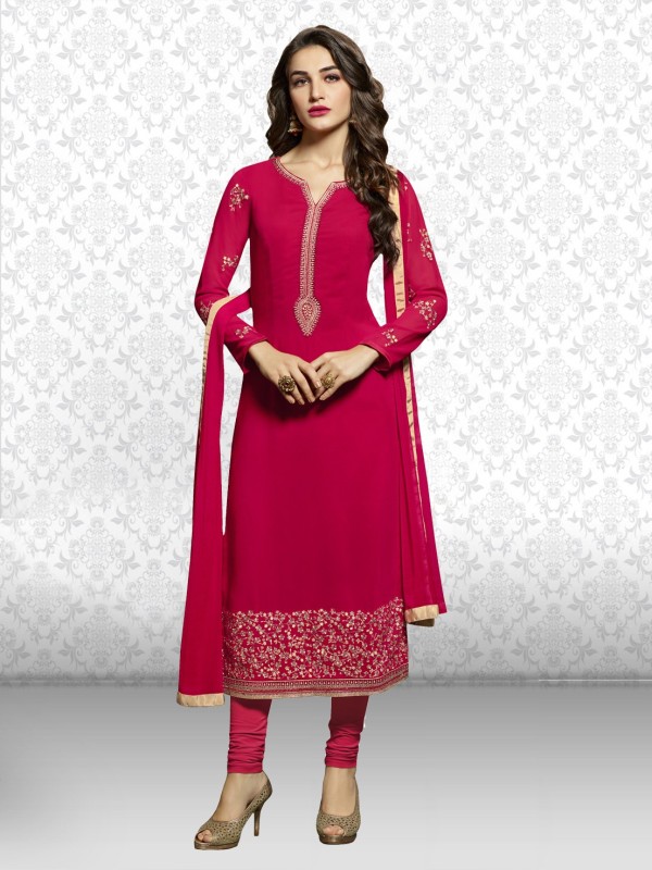 Divastri Pure Georgette Embroidered, Solid, Applique Kurta & Churidar Material Price in India