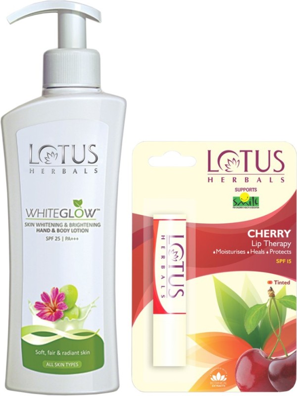 LOTUS HERBALS White Glow Hand and Body Lotion with Cherry Lip Therapy Price in India