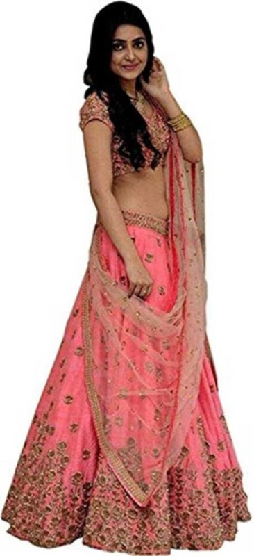 Embroidered Semi Stitched Lehenga Choli Price in India